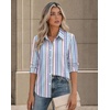 image:imageZeagoo Button Down Shirts for Women Long Sleeve Tops Striped Solid Blouses  Collared V Neck Shirts Button Up Shirt Dressy Casual Blouses Cute Summer Fall Fashion Clothes Office Work Tops Spring OutfitsPink Blue Stripedtz267