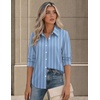 image:imageZeagoo Button Down Shirts for Women Long Sleeve Tops Striped Solid Blouses  Collared V Neck Shirts Button Up Shirt Dressy Casual Blouses Cute Summer Fall Fashion Clothes Office Work Tops Spring OutfitsBlue Stripedtw636