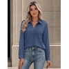 image:imageZeagoo Button Down Shirts for Women Long Sleeve Tops Striped Solid Blouses  Collared V Neck Shirts Button Up Shirt Dressy Casual Blouses Cute Summer Fall Fashion Clothes Office Work Tops Spring OutfitsNavy Blue