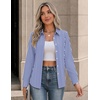 image:imageZeagoo Button Down Shirts for Women Long Sleeve Tops Striped Solid Blouses  Collared V Neck Shirts Button Up Shirt Dressy Casual Blouses Cute Summer Fall Fashion Clothes Office Work Tops Spring OutfitsBlue Stripedtw221