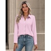 image:imageZeagoo Button Down Shirts for Women Long Sleeve Tops Striped Solid Blouses  Collared V Neck Shirts Button Up Shirt Dressy Casual Blouses Cute Summer Fall Fashion Clothes Office Work Tops Spring OutfitsPink Stripedtw338
