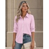 image:imageZeagoo Button Down Shirts for Women Long Sleeve Tops Striped Solid Blouses  Collared V Neck Shirts Button Up Shirt Dressy Casual Blouses Cute Summer Fall Fashion Clothes Office Work Tops Spring OutfitsPink Stripedtw338