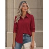 image:imageZeagoo Button Down Shirts for Women Long Sleeve Tops Striped Solid Blouses  Collared V Neck Shirts Button Up Shirt Dressy Casual Blouses Cute Summer Fall Fashion Clothes Office Work Tops Spring OutfitsWine Red