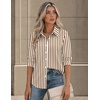 image:imageZeagoo Button Down Shirts for Women Long Sleeve Tops Striped Solid Blouses  Collared V Neck Shirts Button Up Shirt Dressy Casual Blouses Cute Summer Fall Fashion Clothes Office Work Tops Spring OutfitsBrown Stripedtz314