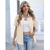 image:imageZeagoo Button Down Shirts for Women Short Sleeve Collared Tops Dressy Casual V Neck BlousesBeige
