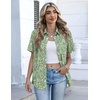 image:imageZeagoo Button Down Shirts for Women Short Sleeve Collared Tops Dressy Casual V Neck BlousesGreen Florals