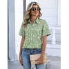 image:imageZeagoo Button Down Shirts for Women Short Sleeve Collared Tops Dressy Casual V Neck BlousesGreen Florals