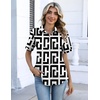 image:imageZeagoo Button Down Shirts for Women Short Sleeve Collared Tops Dressy Casual V Neck BlousesJh608 Geometry