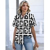 image:imageZeagoo Button Down Shirts for Women Short Sleeve Collared Tops Dressy Casual V Neck BlousesJh608 Geometry