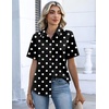 image:imageZeagoo Button Down Shirts for Women Short Sleeve Collared Tops Dressy Casual V Neck BlousesJh696 Polka Dot