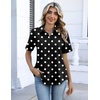 image:imageZeagoo Button Down Shirts for Women Short Sleeve Collared Tops Dressy Casual V Neck BlousesJh696 Polka Dot