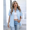 image:imageZeagoo Button Down Shirts for Women Short Sleeve Collared Tops Dressy Casual V Neck BlousesLight Blue