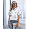 image:imageZeagoo Button Down Shirts for Women Short Sleeve Collared Tops Dressy Casual V Neck BlousesSp106 Leaves