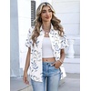 image:imageZeagoo Button Down Shirts for Women Short Sleeve Collared Tops Dressy Casual V Neck BlousesSp106 Leaves