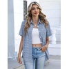 image:imageZeagoo Button Down Shirts for Women Short Sleeve Collared Tops Dressy Casual V Neck BlousesTz273 Blue Stripe