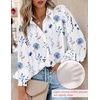 image:imageZeagoo Women Button Down Shirts Lantern Long Sleeve Tops Business Casual Chiffon Blouses Trendy Work ClothesBf290white Flowers