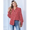 image:imageZeagoo Women Button Down Shirts Lantern Long Sleeve Tops Business Casual Chiffon Blouses Trendy Work ClothesJh590red