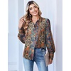 image:imageZeagoo Women Button Down Shirts Lantern Long Sleeve Tops Business Casual Chiffon Blouses Trendy Work ClothesMz721multicolored