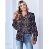 image:imageZeagoo Women Button Down Shirts Lantern Long Sleeve Tops Business Casual Chiffon Blouses Trendy Work ClothesMz869navy