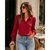 image:imageZeagoo Women Button Down Shirts Lantern Long Sleeve Tops Business Casual Chiffon Blouses Trendy Work ClothesRed
