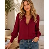 image:imageZeagoo Women Button Down Shirts Lantern Long Sleeve Tops Business Casual Chiffon Blouses Trendy Work ClothesRed