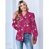image:imageZeagoo Women Button Down Shirts Lantern Long Sleeve Tops Business Casual Chiffon Blouses Trendy Work ClothesSf243rose Red