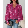 image:imageZeagoo Women Button Down Shirts Lantern Long Sleeve Tops Business Casual Chiffon Blouses Trendy Work ClothesSf243rose Red