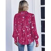 image:imageZeagoo Women Button Down Shirts Lantern Long Sleeve Tops Business Casual Chiffon Blouses Trendy Work ClothesSf243rose Red