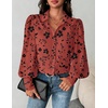 image:imageZeagoo Women Button Down Shirts Lantern Long Sleeve Tops Business Casual Chiffon Blouses Trendy Work ClothesSf290pattern
