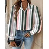 image:imageZeagoo Women Button Down Shirts Lantern Long Sleeve Tops Business Casual Chiffon Blouses Trendy Work ClothesTz264stripe