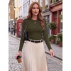 image:imageZeagoo Women Long Sleeve Tops Crewneck Ribbed Knit Fitted Tshirts Dressy Casual Basic Tee 2026 Summer Fall ClothesArmy Green