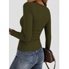 image:imageZeagoo Women Long Sleeve Tops Crewneck Ribbed Knit Fitted Tshirts Dressy Casual Basic Tee 2026 Summer Fall ClothesArmy Green