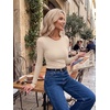 image:imageZeagoo Women Long Sleeve Tops Crewneck Ribbed Knit Fitted Tshirts Dressy Casual Basic Tee 2026 Summer Fall ClothesBeige