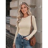 image:imageZeagoo Women Long Sleeve Tops Crewneck Ribbed Knit Fitted Tshirts Dressy Casual Basic Tee 2026 Summer Fall ClothesBeige