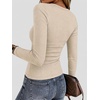 image:imageZeagoo Women Long Sleeve Tops Crewneck Ribbed Knit Fitted Tshirts Dressy Casual Basic Tee 2026 Summer Fall ClothesBeige