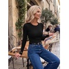 image:imageZeagoo Women Long Sleeve Tops Crewneck Ribbed Knit Fitted Tshirts Dressy Casual Basic Tee 2026 Summer Fall ClothesBlack
