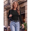 image:imageZeagoo Women Long Sleeve Tops Crewneck Ribbed Knit Fitted Tshirts Dressy Casual Basic Tee 2026 Summer Fall ClothesBlack