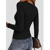 image:imageZeagoo Women Long Sleeve Tops Crewneck Ribbed Knit Fitted Tshirts Dressy Casual Basic Tee 2026 Summer Fall ClothesBlack