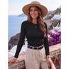 image:imageZeagoo Women Long Sleeve Tops Crewneck Ribbed Knit Fitted Tshirts Dressy Casual Basic Tee 2026 Summer Fall ClothesBlack