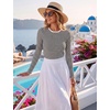 image:imageZeagoo Women Long Sleeve Tops Crewneck Ribbed Knit Fitted Tshirts Dressy Casual Basic Tee 2026 Summer Fall ClothesBlack White Stripe