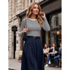 image:imageZeagoo Women Long Sleeve Tops Crewneck Ribbed Knit Fitted Tshirts Dressy Casual Basic Tee 2026 Summer Fall ClothesBlack White Stripe