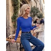 image:imageZeagoo Women Long Sleeve Tops Crewneck Ribbed Knit Fitted Tshirts Dressy Casual Basic Tee 2026 Summer Fall ClothesBlue