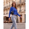 image:imageZeagoo Women Long Sleeve Tops Crewneck Ribbed Knit Fitted Tshirts Dressy Casual Basic Tee 2026 Summer Fall ClothesBlue
