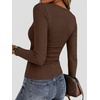 image:imageZeagoo Women Long Sleeve Tops Crewneck Ribbed Knit Fitted Tshirts Dressy Casual Basic Tee 2026 Summer Fall ClothesBrown