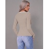 image:imageZeagoo Women Long Sleeve Tops Crewneck Ribbed Knit Fitted Tshirts Dressy Casual Basic Tee 2026 Summer Fall ClothesBrown White Stripe