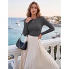 image:imageZeagoo Women Long Sleeve Tops Crewneck Ribbed Knit Fitted Tshirts Dressy Casual Basic Tee 2026 Summer Fall ClothesCharcoal
