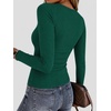 image:imageZeagoo Women Long Sleeve Tops Crewneck Ribbed Knit Fitted Tshirts Dressy Casual Basic Tee 2026 Summer Fall ClothesDark Green
