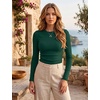 image:imageZeagoo Women Long Sleeve Tops Crewneck Ribbed Knit Fitted Tshirts Dressy Casual Basic Tee 2026 Summer Fall ClothesDark Green