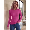 image:imageZeagoo Women Long Sleeve Tops Crewneck Ribbed Knit Fitted Tshirts Dressy Casual Basic Tee 2026 Summer Fall ClothesHot Pink