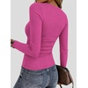image:imageZeagoo Women Long Sleeve Tops Crewneck Ribbed Knit Fitted Tshirts Dressy Casual Basic Tee 2026 Summer Fall ClothesHot Pink